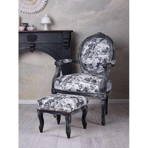 FUSSSCHEMEL BAROCK FUSSHOCKER FUSSBANK ANTIK SCHWARZ DUNKELGRAU - Palo24