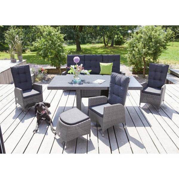 Rattantisch Gartentisch 220 x 100 cm grau-mix Esstisch Barcelona - Palo24