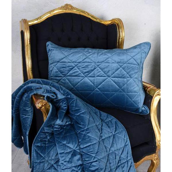 KISSENBEZUG SAMT BLAU DEKOKISSEN GARTENKISSEN SAMTKISSEN 50X70CM - Palo24