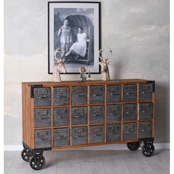 ANRICHTE AUF RÄDERN APOTHEKERSCHRANK LOWBOARD BARSCHRANK - Palo24