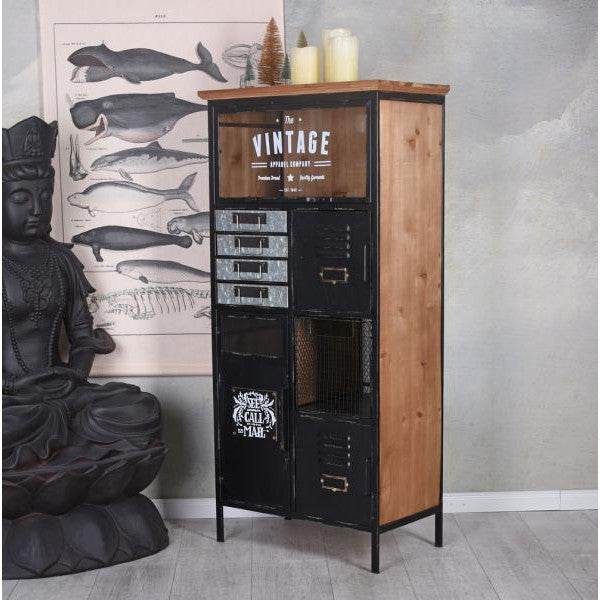 APOTHEKERSCHRANK LOFT KOMMODE VITRINENSCHRANK FABRIK SCHRANK HOCHSCHRANK VITRINE - Palo24
