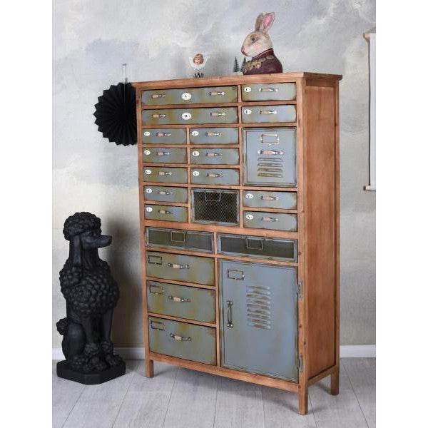 APOTHEKERSCHRANK LOFT APOTHEKERKOMMODE METALLSCHRANK RETRO KOMMODE - Palo24