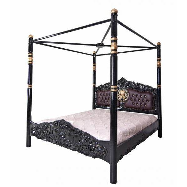 Steampunk Mahagoni Krake Massivholz Himmelbett 180x200cm - Palo24