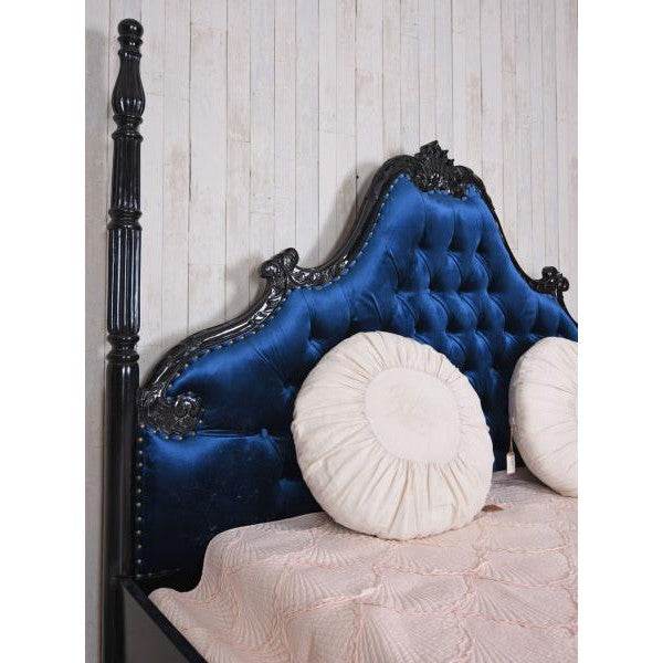 XXL Säulenbett Barock Doppelbett 180x200cm Schwarz - Palo24