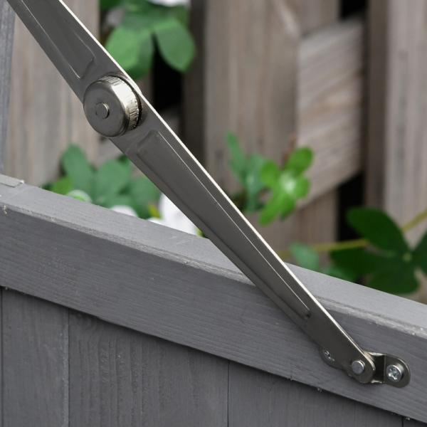 Geräteschrank, Doppeltür, Klappdeckel, 2 Regalfächer, wetterfest, Naturholz, grau, 74 x 43 x 88cm - Palo24