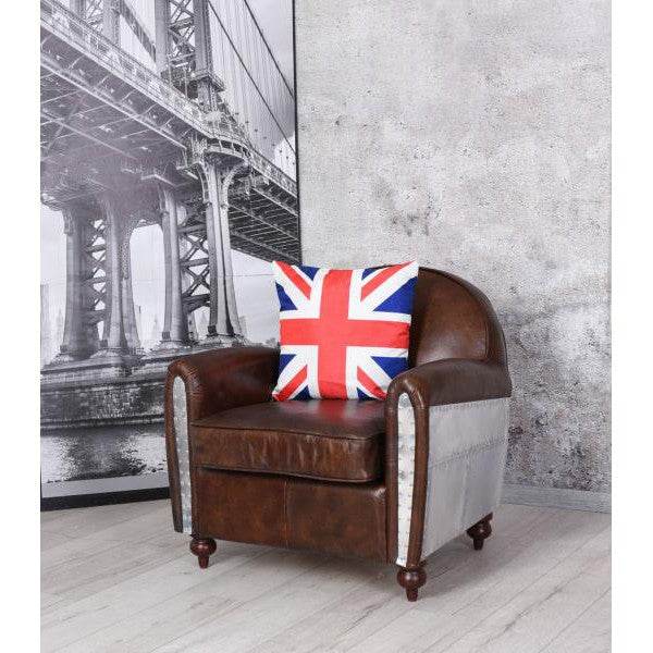 LEDERSESSEL ART DECO ALUMINIUM CLUBSESSEL FLUGZEUG ARMLEHNSESSEL - Palo24