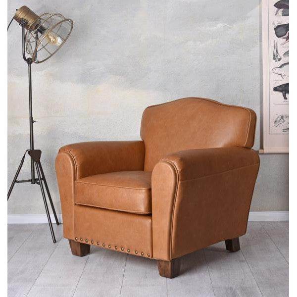 LEDER SESSEL COGNAC CLUBSESSEL ART DECO ARMLEHNSESSEL RETRO SITZMÖBEL - Palo24