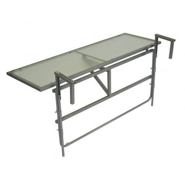 Balkonhängetisch 120x40cm, Stahl silber + Glas - Palo24