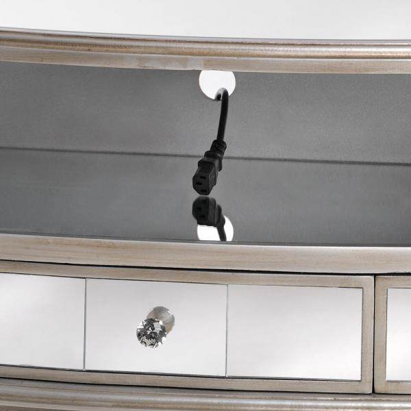 FERNSEHSCHRANK VERSPIEGELT FERNSEHTISCH SILBER LOWBOARD TV MEDIENSCHRANK - Palo24