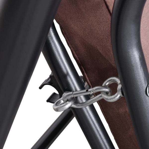 Hollywoodschaukel 3 sitzer mit verstellbarem Dach Liegefunktion Polyester Braun - Palo24