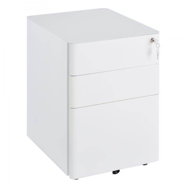 Rollcontainer mobiler Aktenschrank mit 3 Schubladen weiss - Palo24