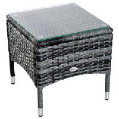 Sonnenliege Gartenliege Tisch 3er-Set Polyrattan + Metall Grau höhenverstellbar