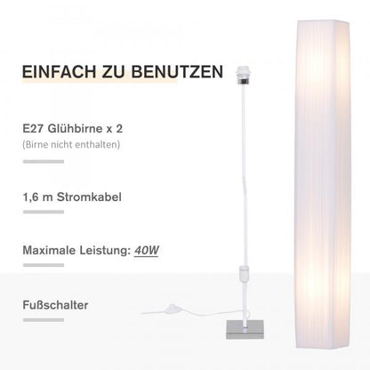 Stehlampe Wohnzimmer E27 Edelstahl 120cm Weiss