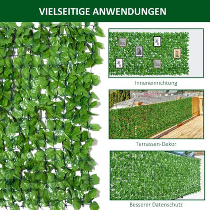 Sichtschutz Künstliche Hecke Wanddekoration 1x3m Hellgrün