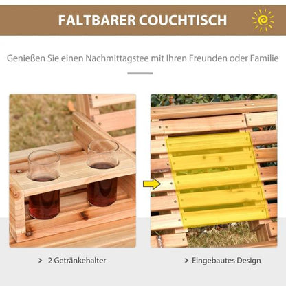 Gartenschaukel 2-3 Personen Tannenholz Patio 150 x 75 x 53 cm Natur - Palo24