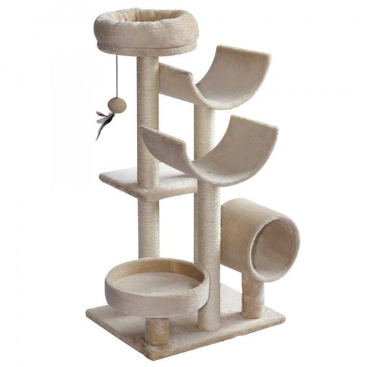 Kratzbaum Katzenbaum Kletterbaum Spielzeug Tunnel Beige L50 x B40 x H105 cm