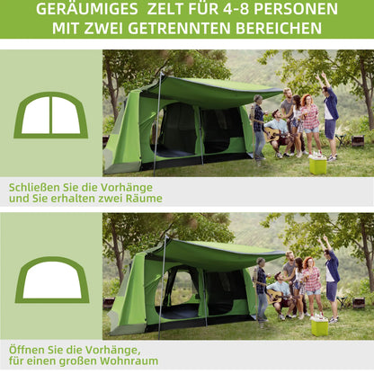 Campingzelt 2 Schlafkabinen Kuppelzelt Familienzelt 4-8 Personen