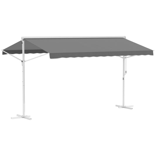 Tenda da sole da giardino autoportante con braccio pieghevole grigia 4,5x3,42m