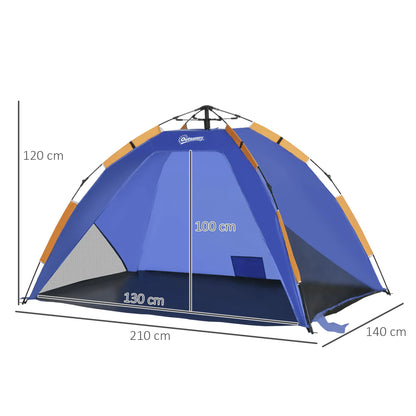 Strandmuschel, Strandzelt, Pop up Campingzelt, Netzfenster, Tragetasche, 2-3 Personen