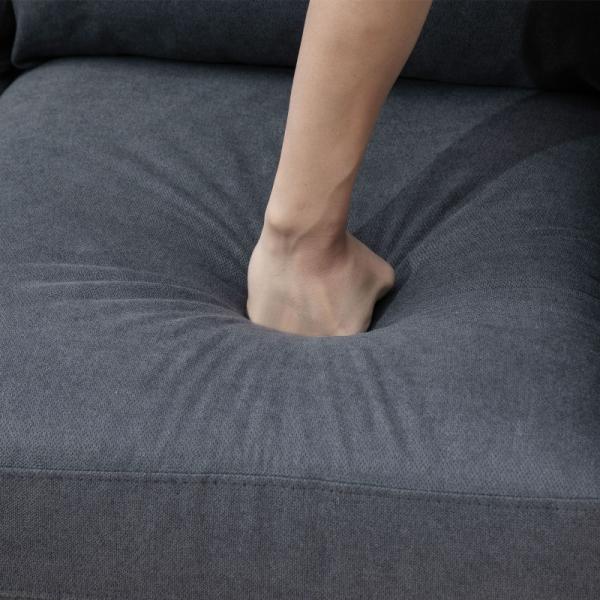 Ecksofa im Skandidesign, mit Knopfheftung, Massivholz, Leinenoptik, Grau - Palo24