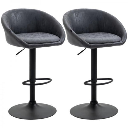 Lot de 2 tabourets de bar, réglables en hauteur, pivotants à 360 degrés, 57 cm x 50 cm x 84-104 cm, gris