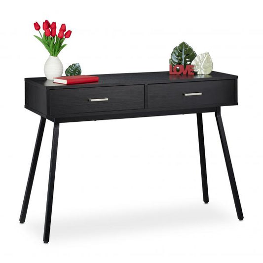 Table console noire avec tiroirs noir argenté