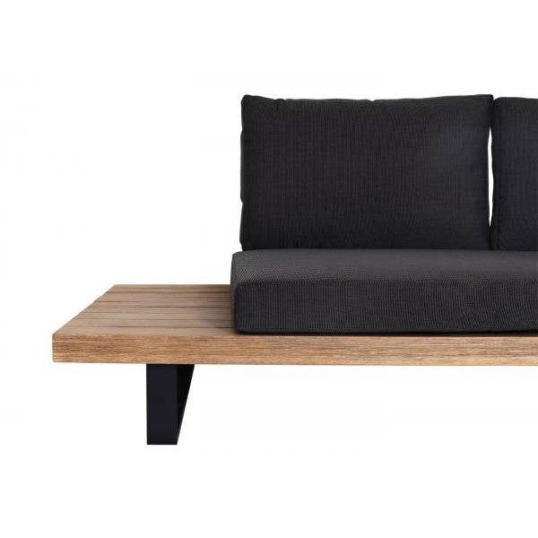 Garten-Garnitur mit Sessel Lounge-Set Sofa, Spun Poly Akazie Holz MVG Aluminium ~ hellbraun, Polster dunkelgrau - Palo24