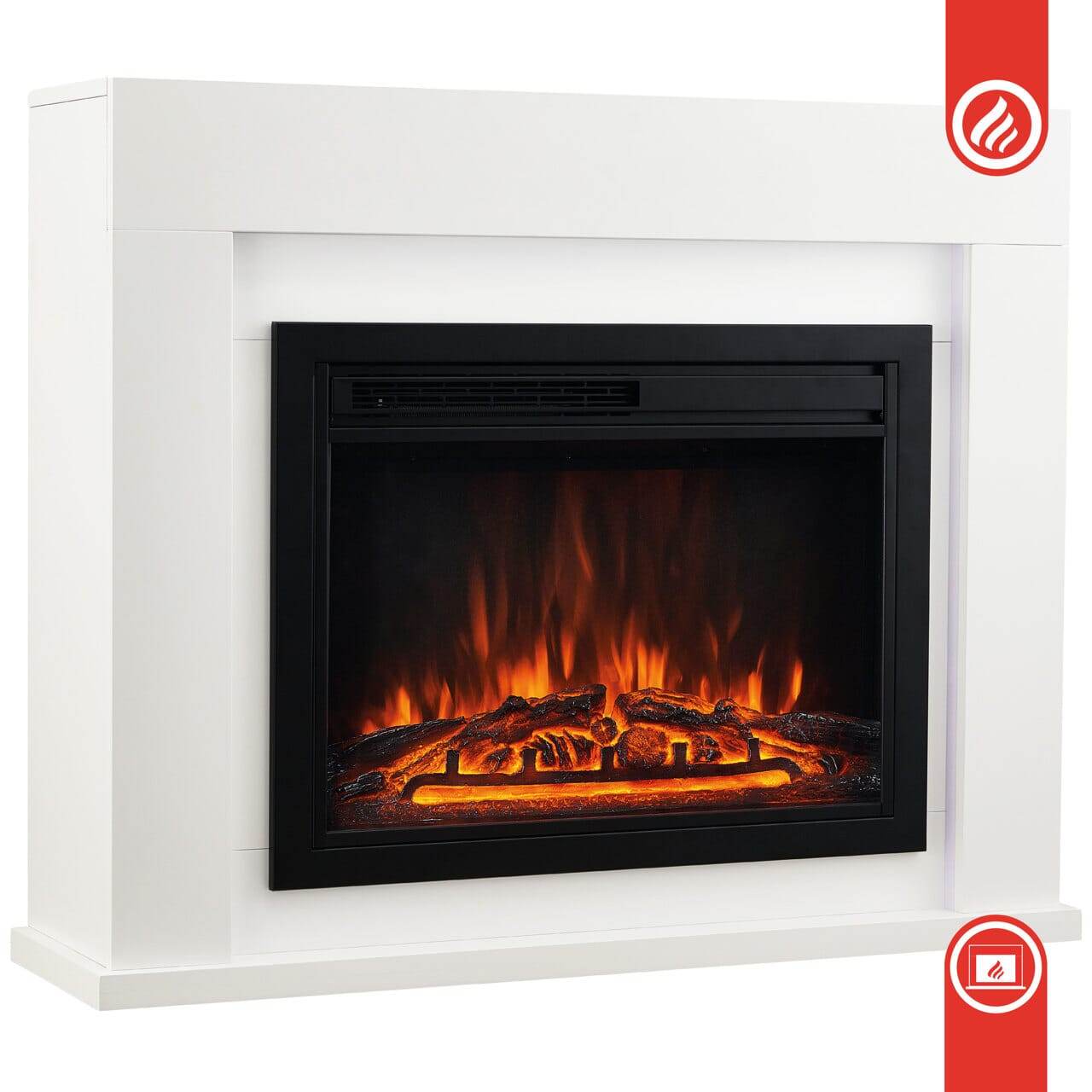 KAMINIO Elektrokamin MATTI Heizung, 3D-Flammeneffekt Weiss - Palo24