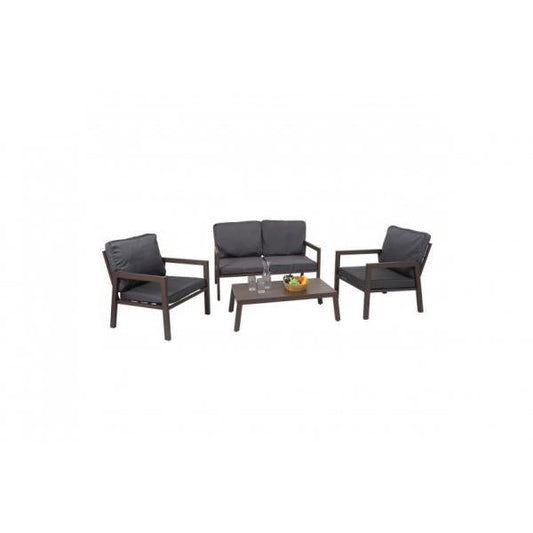 Garnitur Gartenlounge Gartengarnitur Lounge-Set Sitzgruppe Sofa, Metall ~ Polster grau