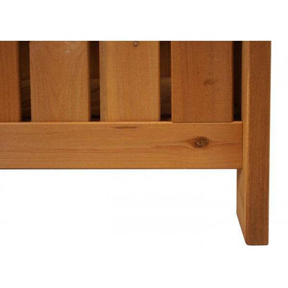 Gartenbank HWC-L68 mit Stauraum, Truhenbank Sitzbank Staufach Aufbewahrung, Outdoor Tanne Holz MVG 114cm, braun - Palo24