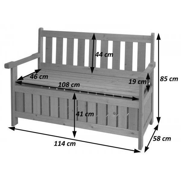 Gartenbank HWC-L68 mit Stauraum, Truhenbank Sitzbank Staufach Aufbewahrung, Outdoor Tanne Holz MVG 114cm, braun - Palo24