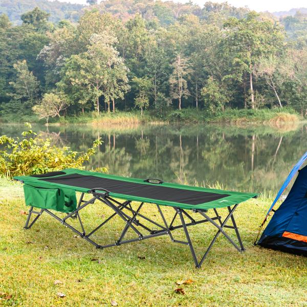 Letto da campeggio largo pieghevole singolo verde nero