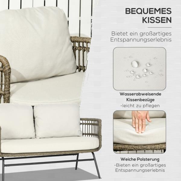 5-teiliges Gartenmöbel-Set Lounge aus PE-Rattan, 2 Sessel, 1 Sofa, 2 Beistelltisch, Boho-Stil, Braun+Grau - Palo24
