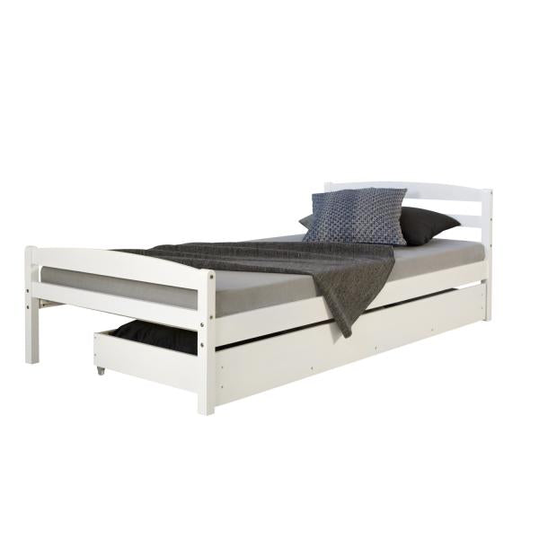 Funktionsbett Holzbett Kinderbett Jugendbett 90x200 weiss Bettkasten Einzelbett