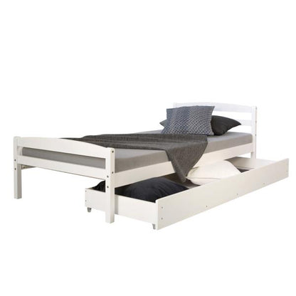 Funktionsbett Holzbett Kinderbett Jugendbett 90x200 weiss Bettkasten Einzelbett