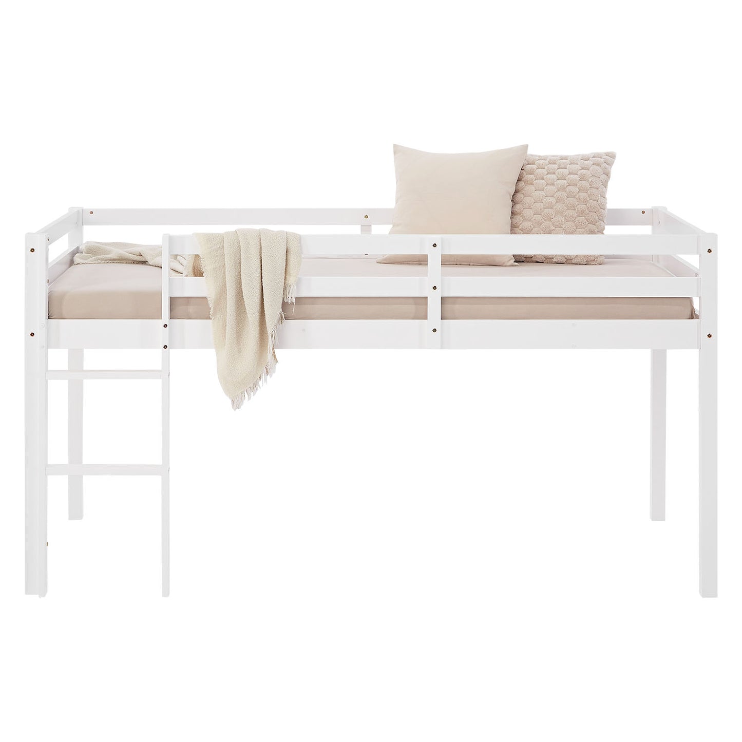 Lit mezzanine lit ludique lit enfant échelle pin blanc 90x200 lit jeunesse massif