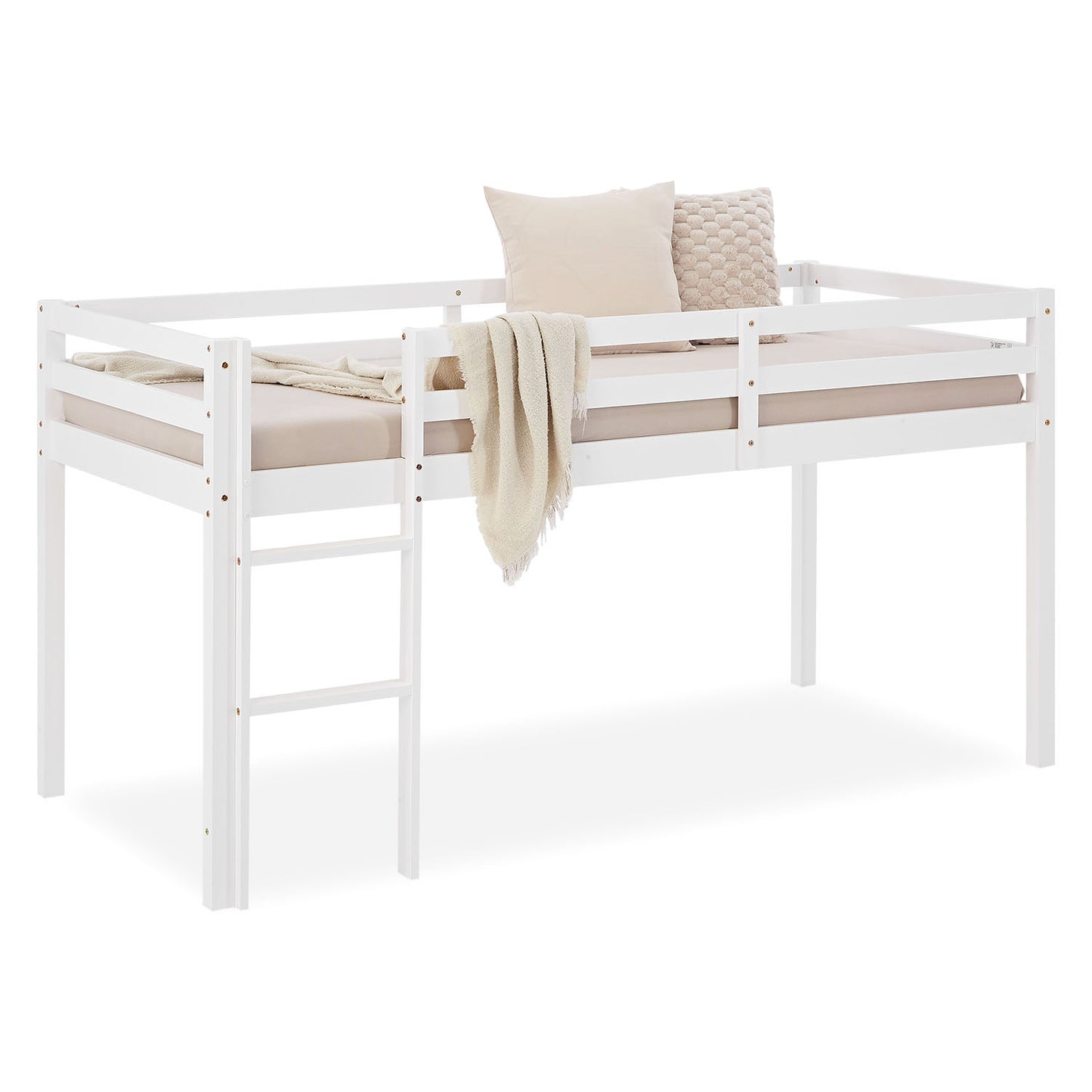 Lit mezzanine lit ludique lit enfant échelle pin blanc 90x200 lit jeunesse massif