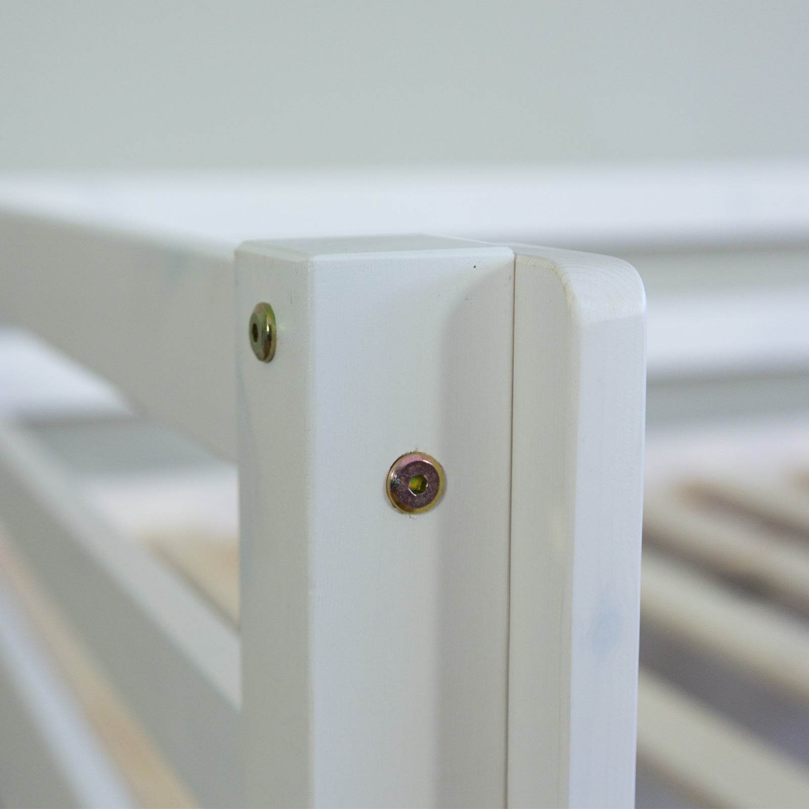 Hochbett mit Lattenrost 90x200 Kinderbett Tunnel Vorhang blau Kiefer Weiss - Palo24