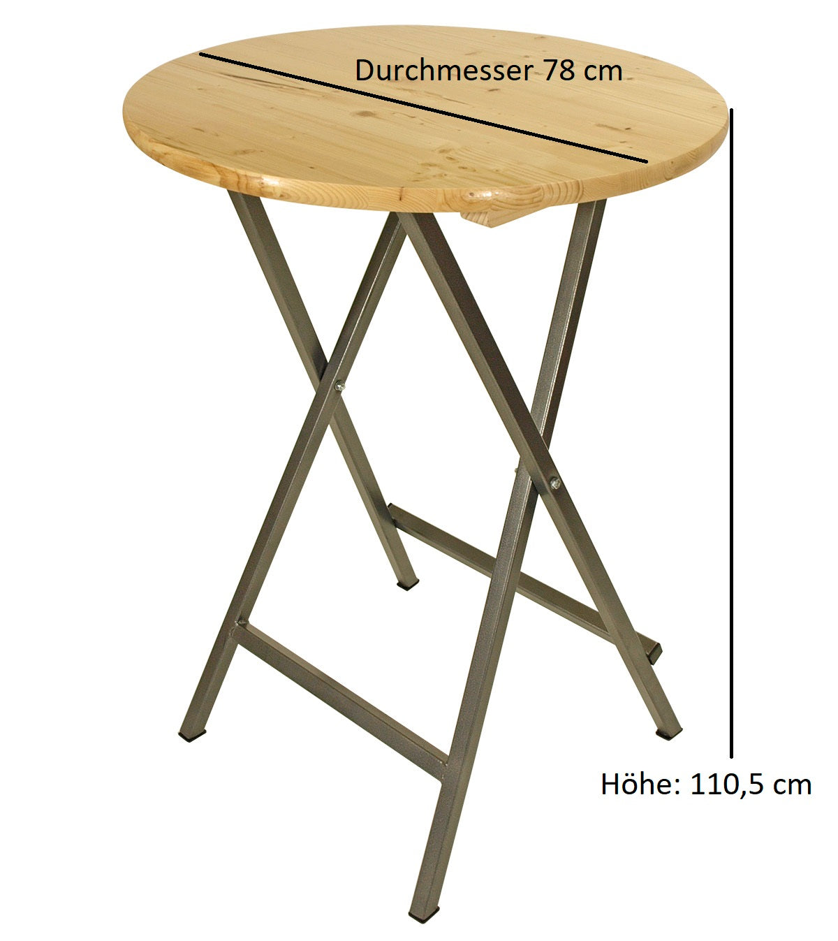 Stehtisch ZÜRICH 78cm klappbar, Metall + Holz lackiert