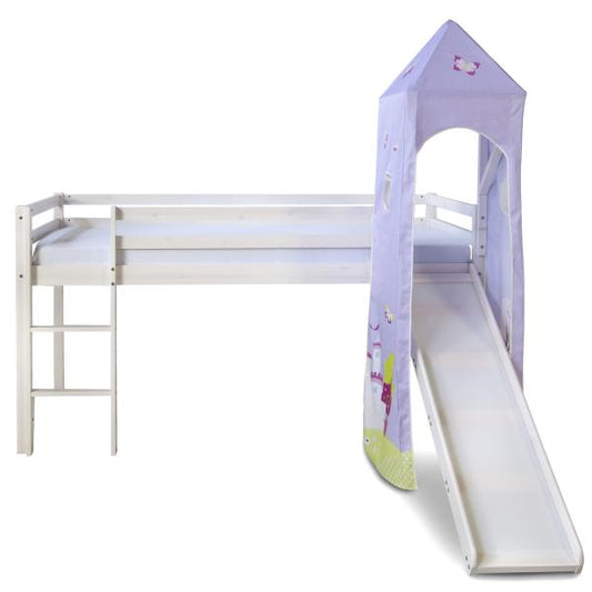 Hochbett Kinderbett 90x200 Weiss Rutsche Turm Spielbett Jugendbett Holz