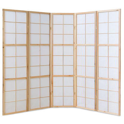 Paravent Natur Shoji Reispapier Weiss | 5 teilig | Holz | Raumteiler Trennwand Sichtschutz