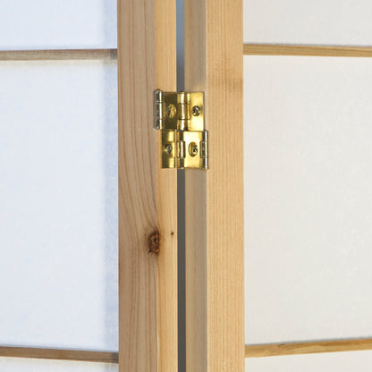 Paravent Natur Shoji Reispapier Weiss | 5 teilig | Holz | Raumteiler Trennwand Sichtschutz
