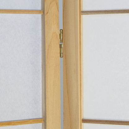 Paravent Natur Shoji Reispapier Weiss | 5 teilig | Holz | Raumteiler Trennwand Sichtschutz