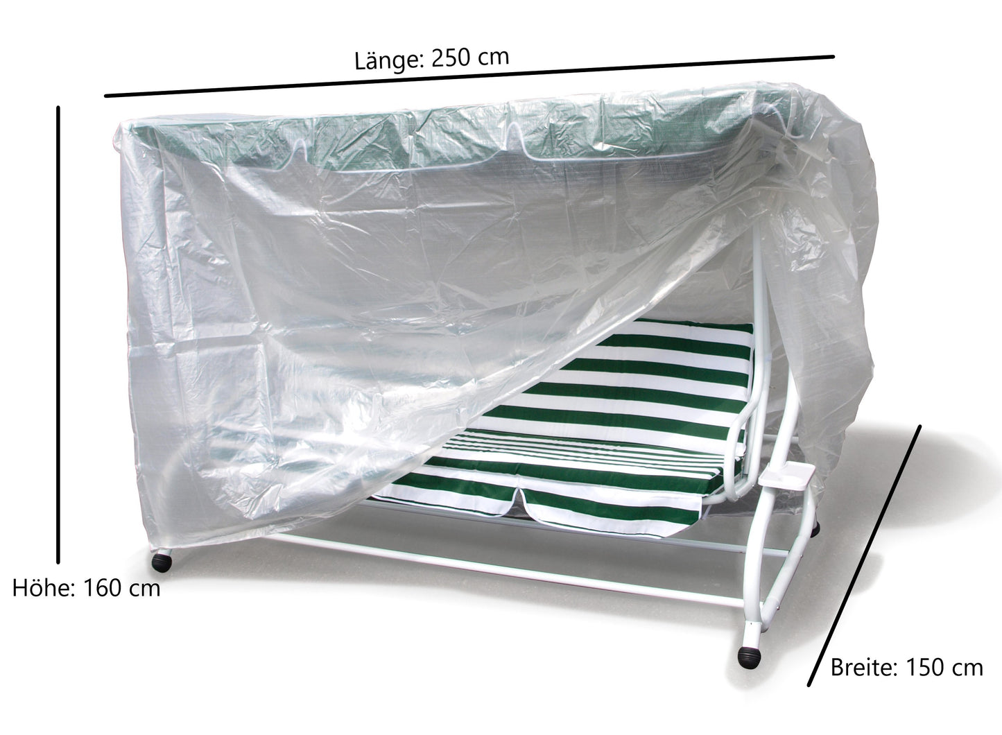 Copertura per altalena 4 posti 250cm, PE trasparente