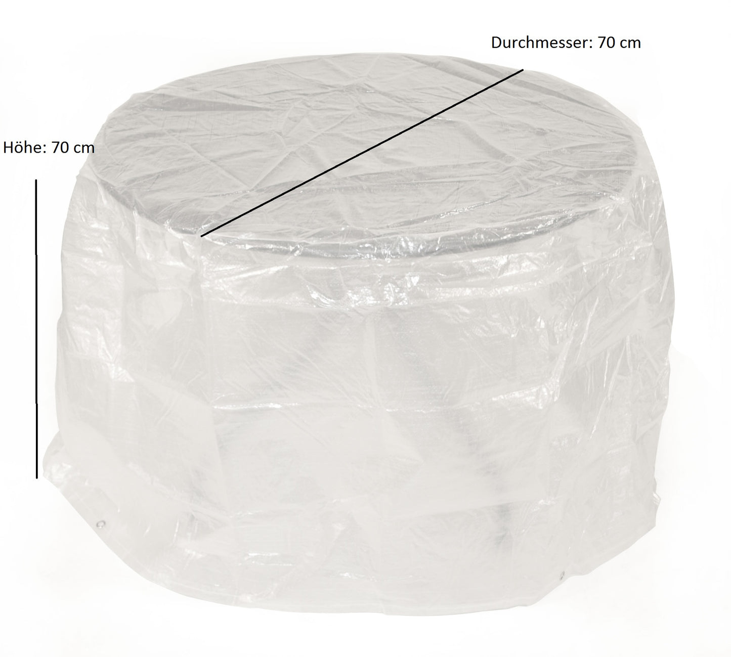 Nappe de table 70x70cm ronde, PE transparent