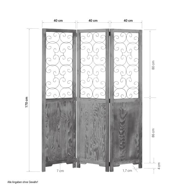 3 fach Pravent Raumteiler braun Holz braun