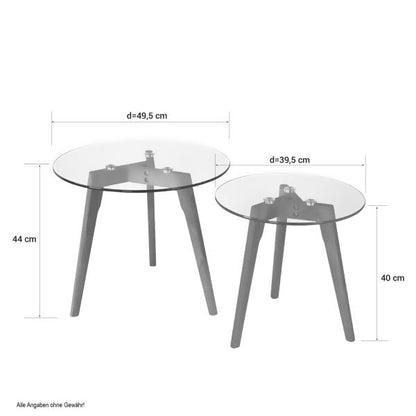 Table d'appoint table basse ronde en verre lot de 2 table de salon