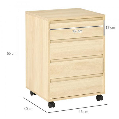 Aktenschrank Rollcontainer Natur 46 cm x 40 cm x 65 cm