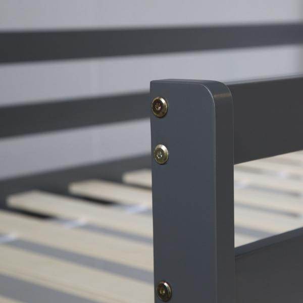 Hochbett Spielbett Kinderbett 90x200 cm Lattenrost Matratze Leiter Rutsche Weiß Grau Holz Massiv - Palo24