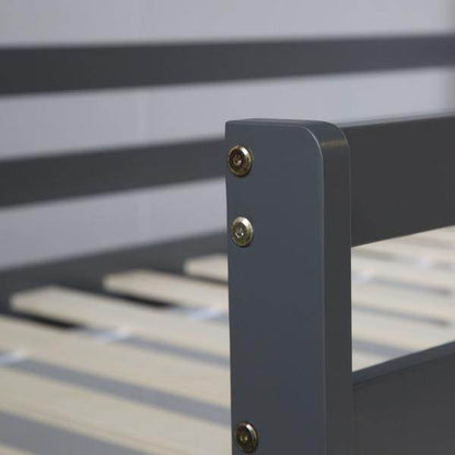 Hochbett Spielbett Kinderbett 90x200 cm Lattenrost Matratze Leiter Rutsche Weiß Grau Holz Massiv - Palo24